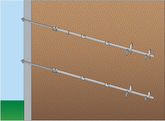Helical Tieback Anchors To Straighten Wall